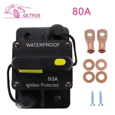 80A Circuit Breaker for Boat Trolling Motor Marine Inline Fuse W/Manual Reset
