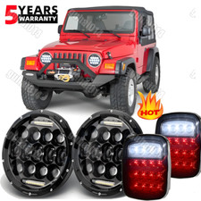 4pcs Led Headlights High Low Drl Beamtail Lights Kit For 97-06 Jeep Wrangler Tj 4pcs Led Headlights High Low Drl Beamtail Lights Kit For 97-06 Jeep Wrangler Tj