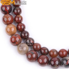 Dark Red Poppy Jasper Natural Gemstone Loose Beads For Jewelry Making 15" Round