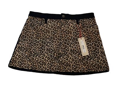 NWT Alice Olivia Leopard Print Denim Mini Skirt Queen of the Night Sz 31  $285