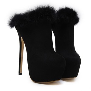 fur heel slippers