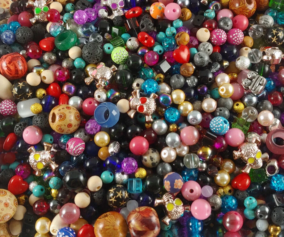 250 шт.  Смешанный лот 4 мм-20 мм стекла, дерева, драгоценных камней, акриловые прокладки россыпью бисер - Изображение 4 из 4