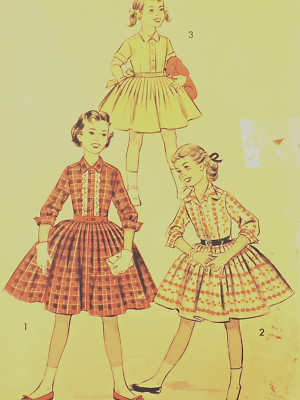 1950s Girls Easy Advance #8023 Shirtwaist Dress/Full Sz 10 B28 Complete