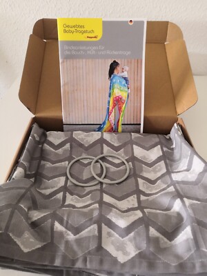 HOPPEDIZ Fascia Portabebè In Tessuto – Lunghezza 4,60 M – Colore Grigio – Legatura A Croce, Con Tasca Portaoggetti In Velcro – Istruzioni Incluse - 3