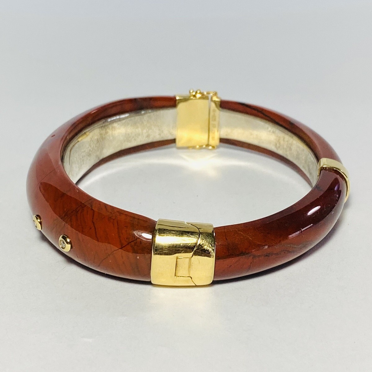 FP China 14K Gold Sterling Red Jasper 0.07ctw Diamond 8