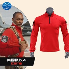 Captain America: Brave New World Red T-shirt Cosplay Costume Cotton Long Sleeves