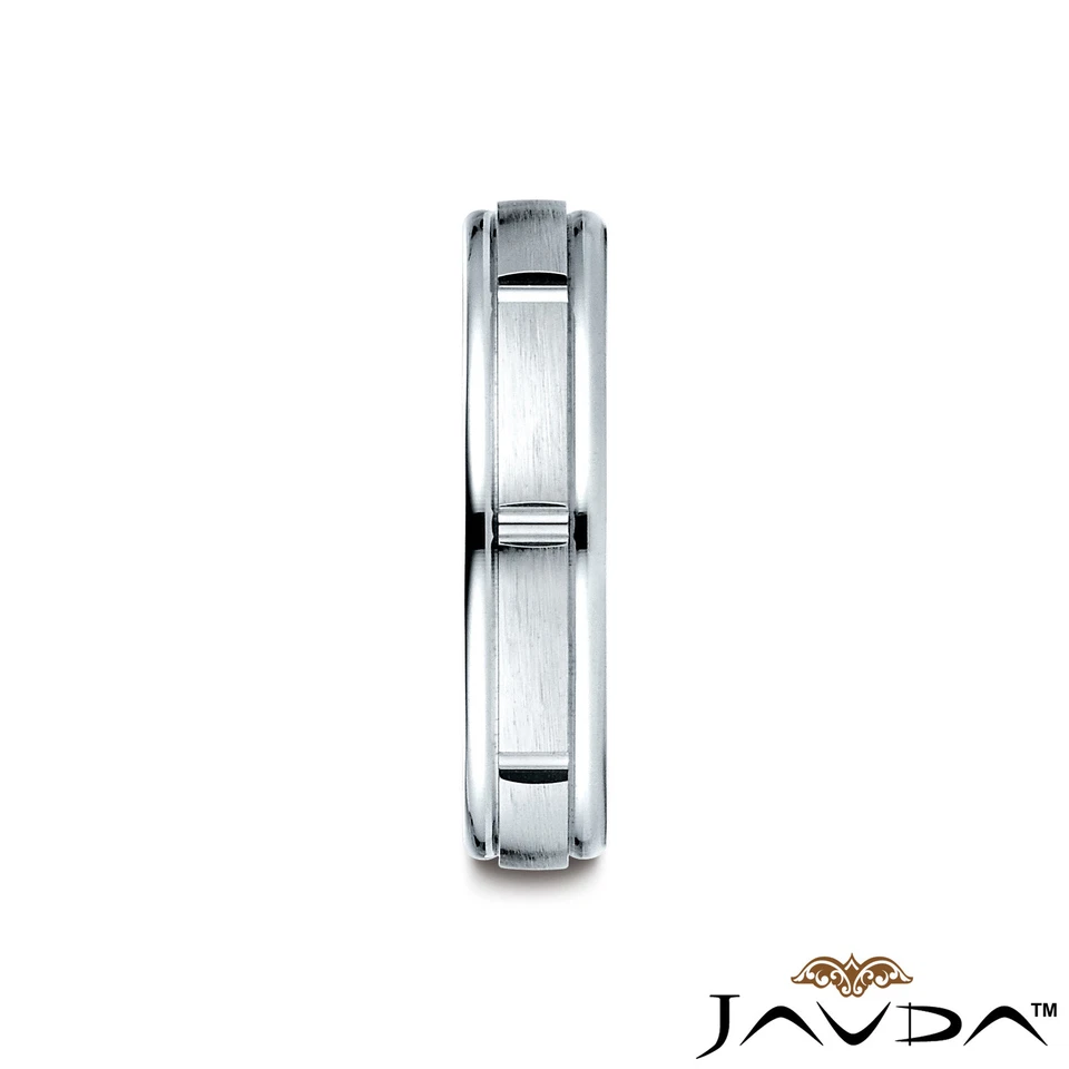 Satin Center Cut Round Edge Ring 4mm Man Men's Women's Wedding Band 14k Gold - Image 4 of 4