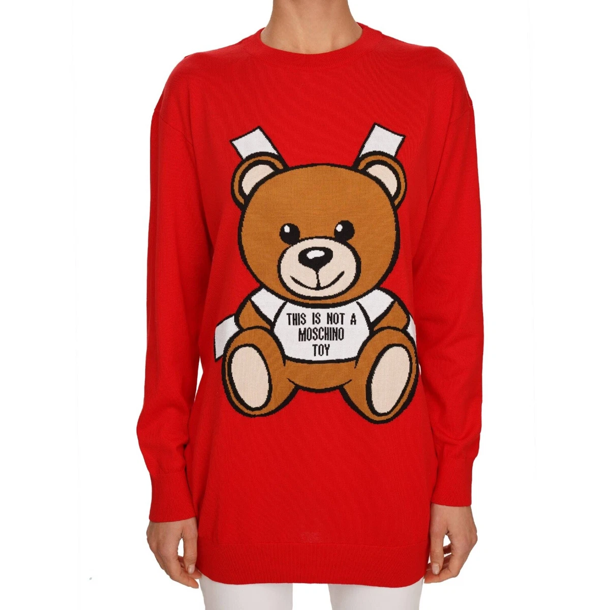 MOSCHINO COUTURE Sweater Sweatshirt Dress Teddy Bear Toy Red 08767