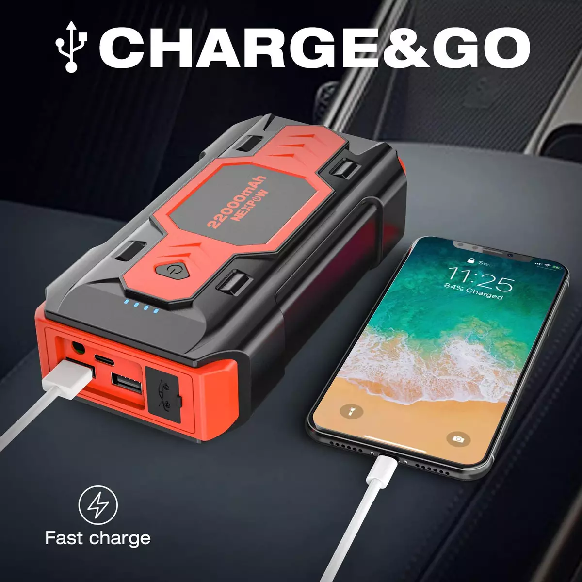 Nexpow battery starter for car 2024 2500a 22000mah portable car jump starter
