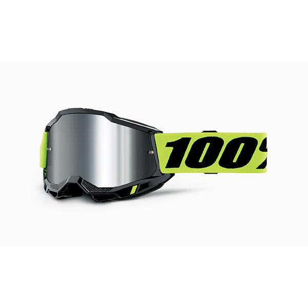 100% Maschera Accuri 2 Neon Yellow - Lente A Specchio Argento