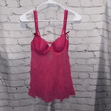 VICTORIA SECRET PINK SHEER LACE FLOWY Y2K LINGERIE TOP WOMAN'S Size 36B