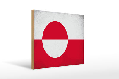 Holzschild Flagge Grönland 40x30 cm Flag Greenland Vintage Schild wooden sign