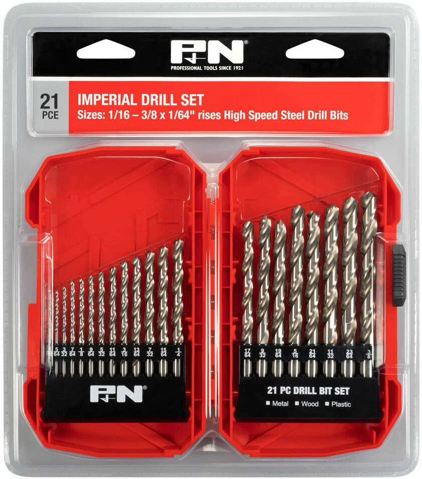 P N BY SUTTON 21pce HSS IMPERIAL DRILL SET 1 16 3 8 REPLACES FROST 92252