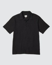 Rag  Bone Men's Black Classic Slub Jersey Cotton Polo Shirt Size M
