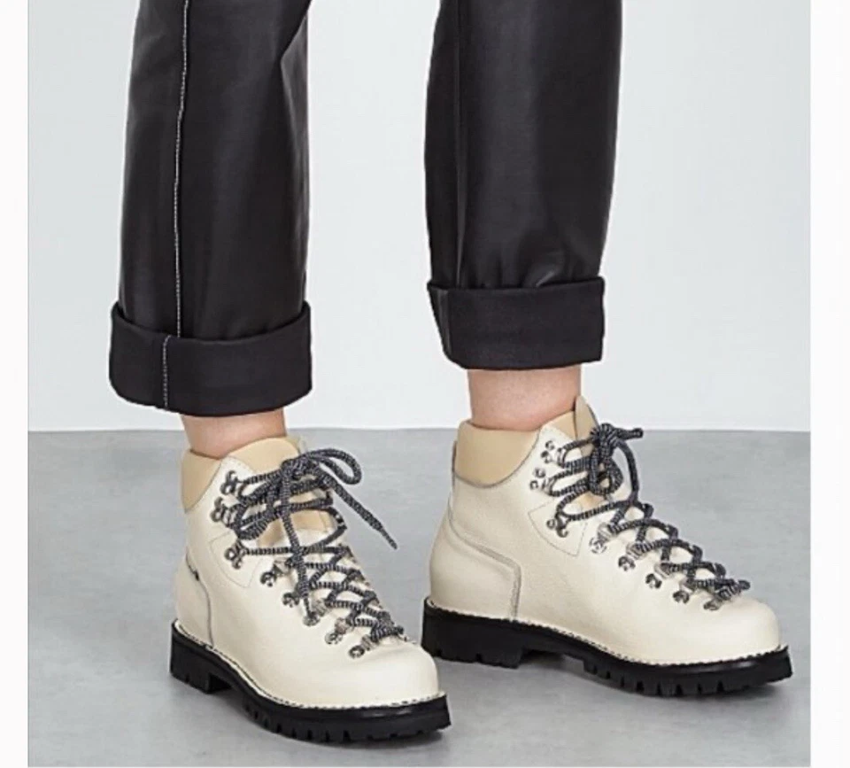 Bota de Senderismo de Combate al Tobillo Proenza Schouler Suela de Cuero Blanco 37/US 6.5 Foto 2 de 4