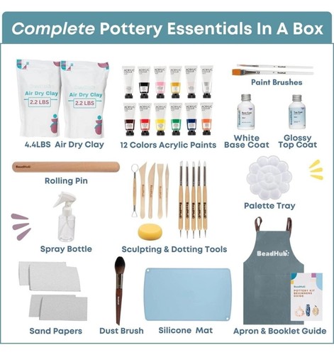 Pottery Kit for Beginners, 4.4Lbs Air Dry Clay for Adults with Sculpting Tool... - Picture 2 of 7