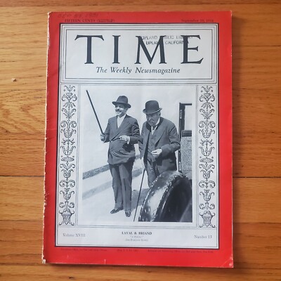 Time Magazine Pierre Laval Aristide  Briand FR Prime Minister September 28 1931