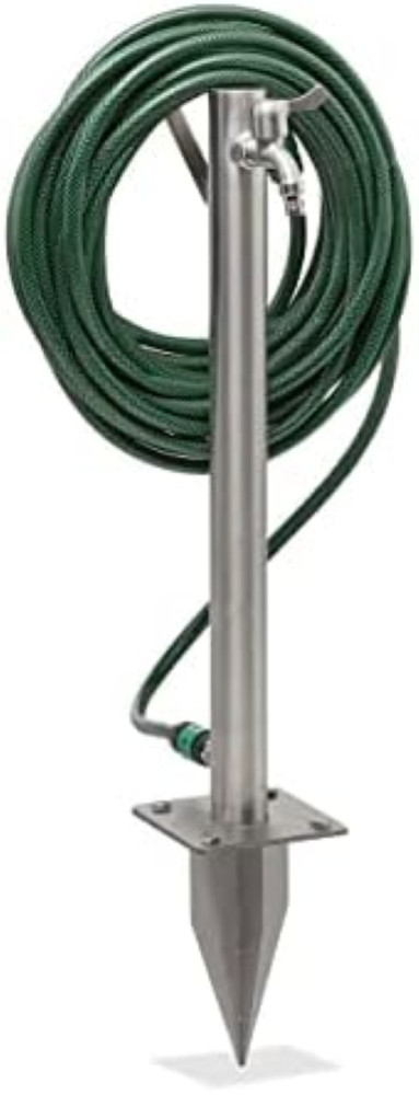 Fontana Portatubo Relaxdays per Giardino | Acciaio Argentato 66cm