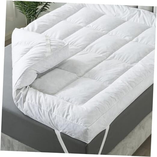 5 Inch Goose/Duck Feather Bed Full Size, 100% Cotton Extra Full 54x75 White