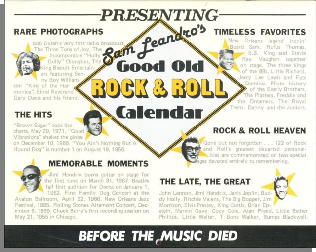 1986 2025 Good Old Rock Roll Wall Calendar Rare Pictures Lots Of Trivia EBay