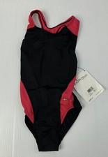 Dolfin Womens Size 26 Black/Magenta Performance Back Swimsuit NWT