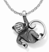 Brighton MONKEYING AROUND Silver Pendant Necklace Year of the Monkey RT $48 NWT 
