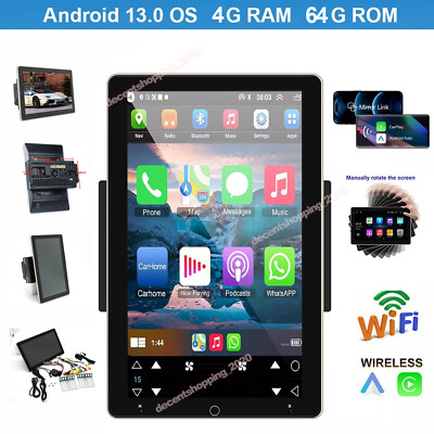 4+64GB Rotatable Car Stereo Radio 2 DIN Android 13 Touch Screen GPS Navi Carplay