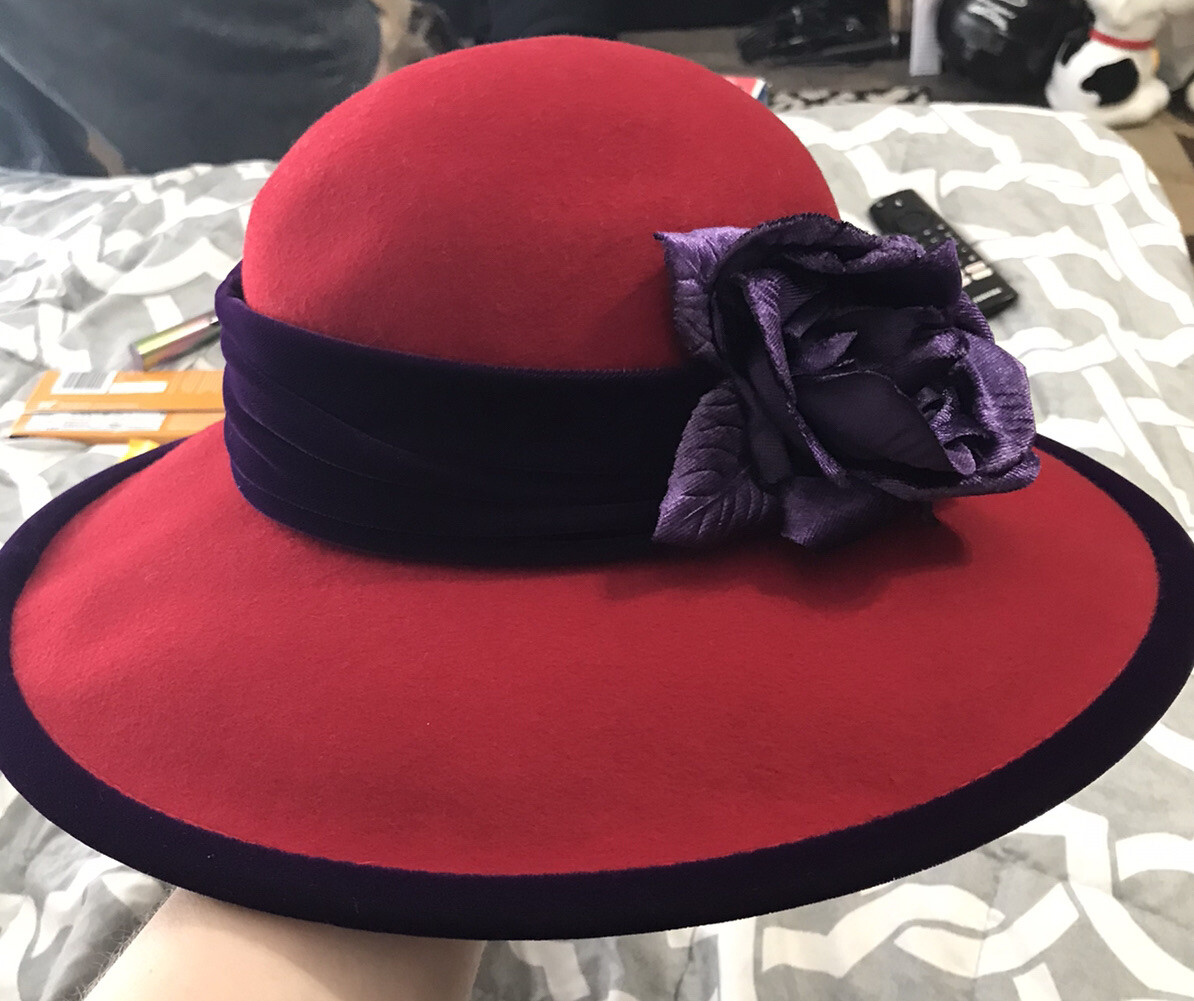 Scala Red Hat Society Red Wool Hat with Velour Bow Detail Scala Women main image 4