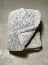 Baby Blanket Furry Gray Cable Diamond Embossed Reversible Solid Grey Plush Lovey