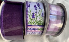 Purple Hyacinth Floral Wired Ribbon Bundle 1.5" Spring Summer 9 yards total
