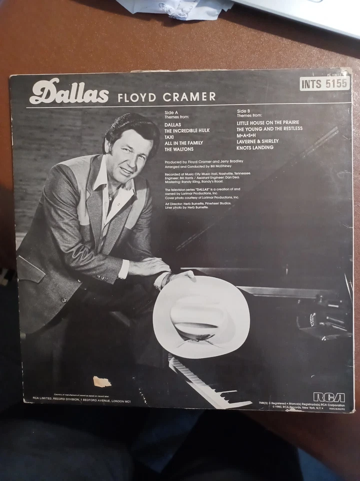 FLOYD CRAMER DALLAS VINYL LP 1980 - Image 2 of 4