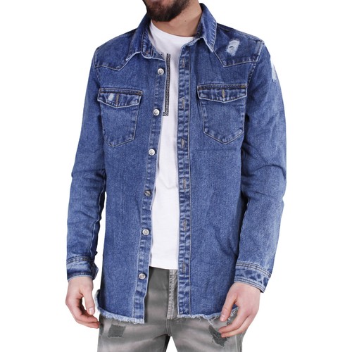 Giubbotto Uomo di Jeans Giacca Strappato Denim Cotone Casual Rotture Tasche  | eBay