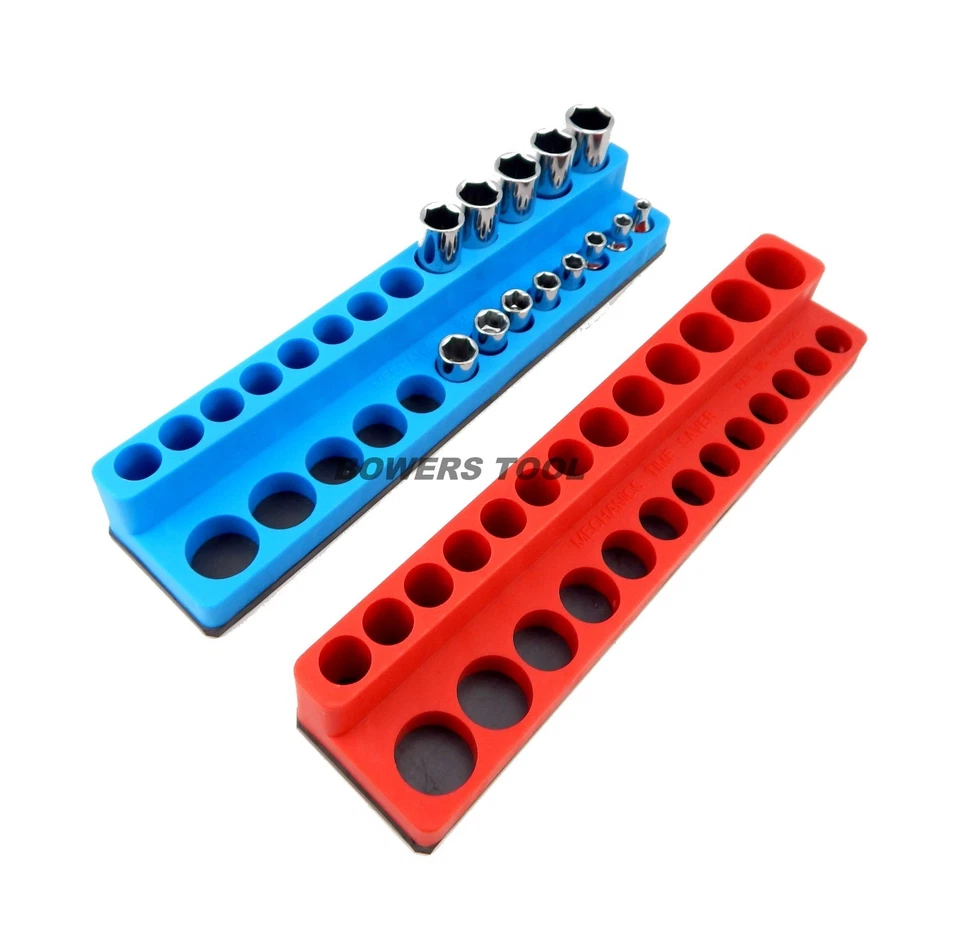 MTS Magnetic Socket Organizer Set 4pc 3/8 1/4 Metric SAE Mechanics Time Saver RB - Image 4 of 4