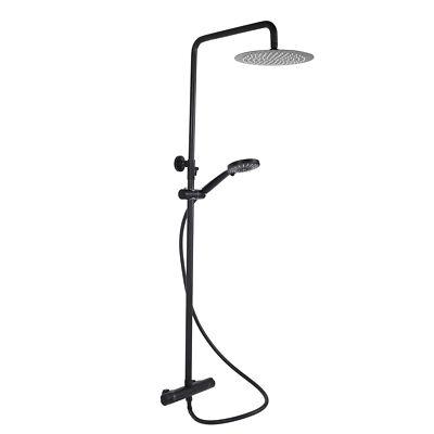 Thermostatic Shower Kit Black Scratch-Resistant Top Spray Hand Shower For Ho