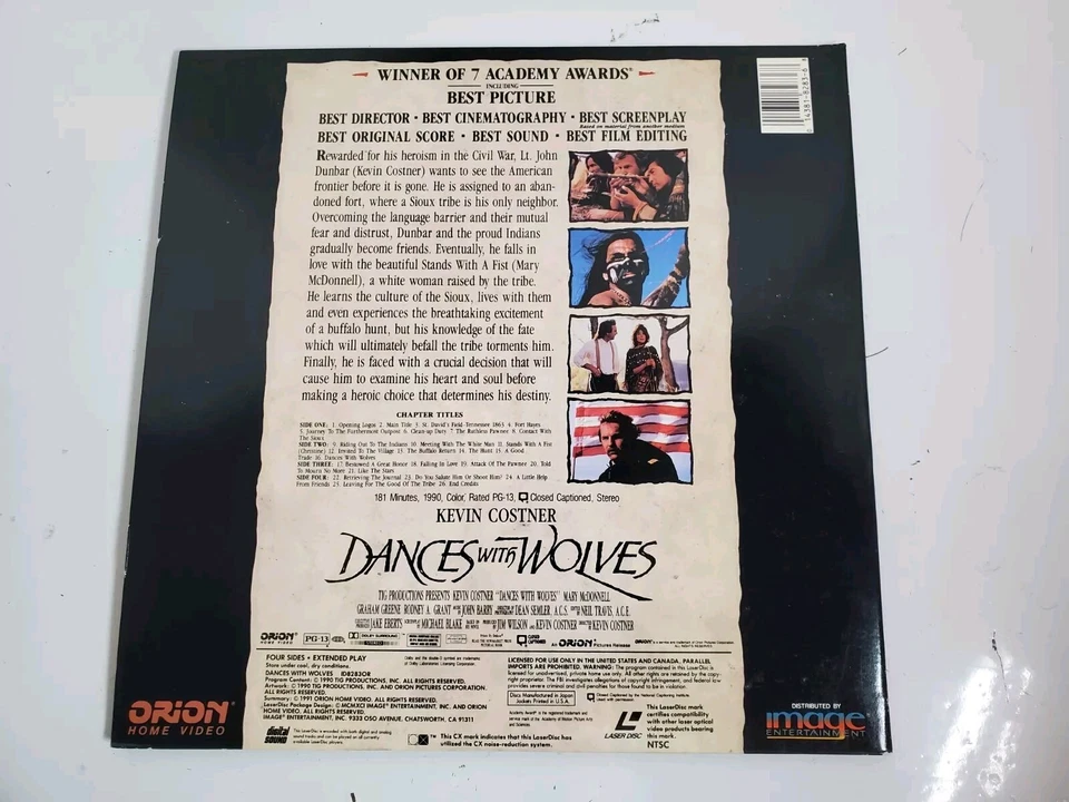 Dances With Wolves Laserdisc LD - 2 Disc - Kevin Costner - Image 2 of 4