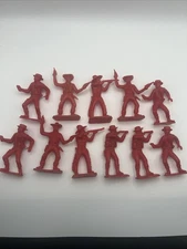 Vintage Plastic Cowboys & Indians Toy Figures Tim Mee Toys 3"  70mm Lot Of 11