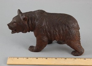 Antique German Black Forest Carved Walnut GRIZZLY BEAR Wood Carving Sculpture NR