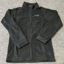 Columbia Fleece Jacket Youth Size L Black Full Zip Mock Neck Outdoor Classic
