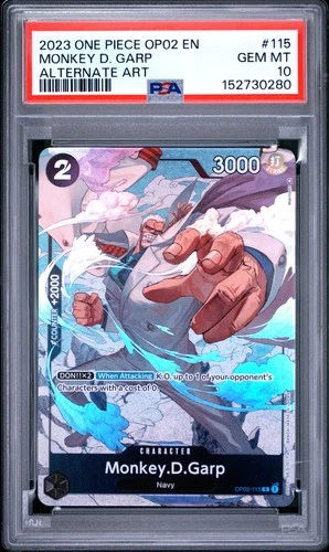 2023 ONE PIECE OP02-PARAMOUNT WAR ALTERNATE ART #115 MONKEY D. GARP PSA 10