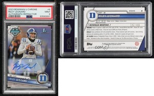 2023 Bowman U Chrome Prospect Refractor /499 Riley Leonard #6 PSA 9 MINT Auto