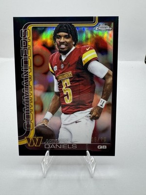 2025 Topps Chrome Topps JAYDEN DANIELS #295 Black Refractor#/10 Commanders