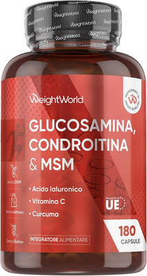 Glucosamina Condroitina MSM, Acido Ialuronico, Vit C E Curcuma, 6 Mesi, Glucosam