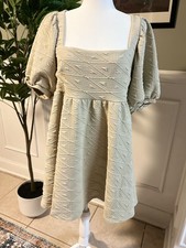 Free People Textured Mini Dress With Puff Sleeve. Sz M.