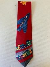 Save The Children Men's Necktie Tie Silk Satin Fasten Your Seatbelts Wide 57"
