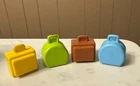 Little People Airport Chunky Luggage YL, GR, BL, BR 4 Vtg 1970's Fisher Price