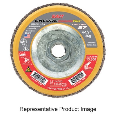 United Abrasives-SAIT 71402 4-1/2x5/8-11 Encore Ceramic Plus T27 Disc 60G 10 pk
