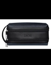 NIB Dior Navy & Black Toiletry Bag Dropp Kit Pouch Travel Case, Dual Zipper