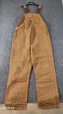 Vtg Key Imperial Bib Overalls Mens 42x34 Duck Brown Canvas Double Knee Work Wear