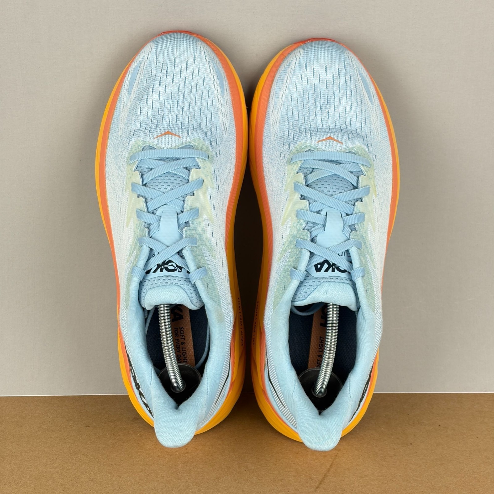 Hoka Clifton 8 Athletic Running Shoes Womens 10 Blue Orange Low Top Lace Up thumbnail 9