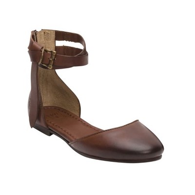Frye Brown Stone Tumbled Leather Carson Knotted Ballet Style Flats Womens 7